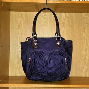 MZ Wallace Dark Purple Tote with Gold Details